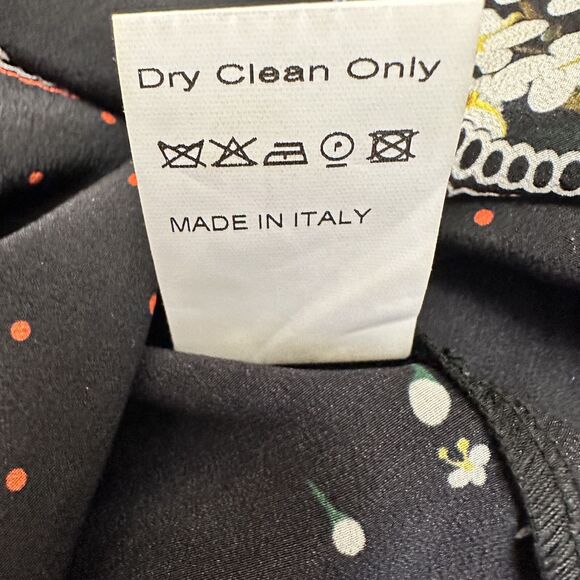 Piccione Piccione Black Floral Short Sleeve 100% Silk Blouse Top Sz 8/44 Italy - Picture 7 of 11